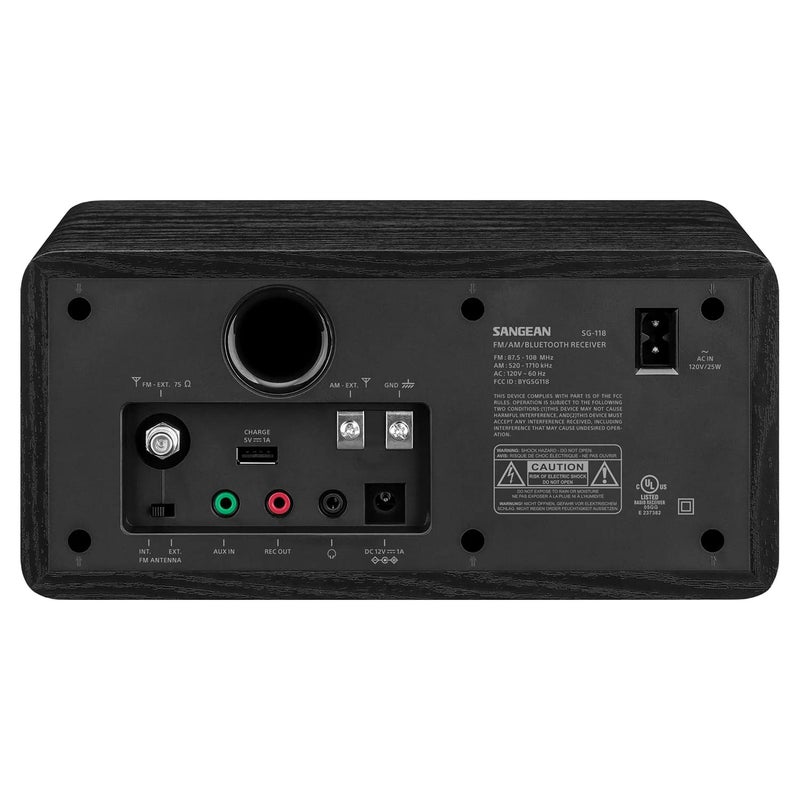 SANGEAN راديو سانيجان SG-118 AM/FM/Bluetooth مع خزانة خشبية وشحن USB للهاتف - Image 2